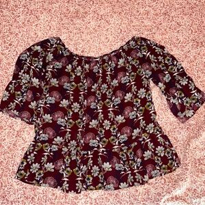 Alfani Burgundy Floral Blouse - Francesca’s